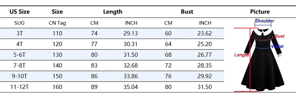 Halloween Costume For Girls Adams Cosplay Black Dress Costumes Gothic Dresses Children Clothes Party