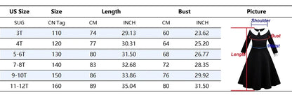 Halloween Costume For Girls Adams Cosplay Black Dress Costumes Gothic Dresses Children Clothes Party