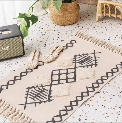 Persian Style Striped Linen Door Mat Washable