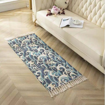 Geometric Woven Cotton Rug – Anti-Slip Hand Washable