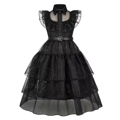 Halloween Costume For Girls Adams Cosplay Black Dress Costumes Gothic Dresses Children Clothes Party