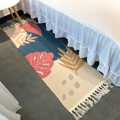 Geometric Woven Cotton Rug – Anti-Slip Hand Washable