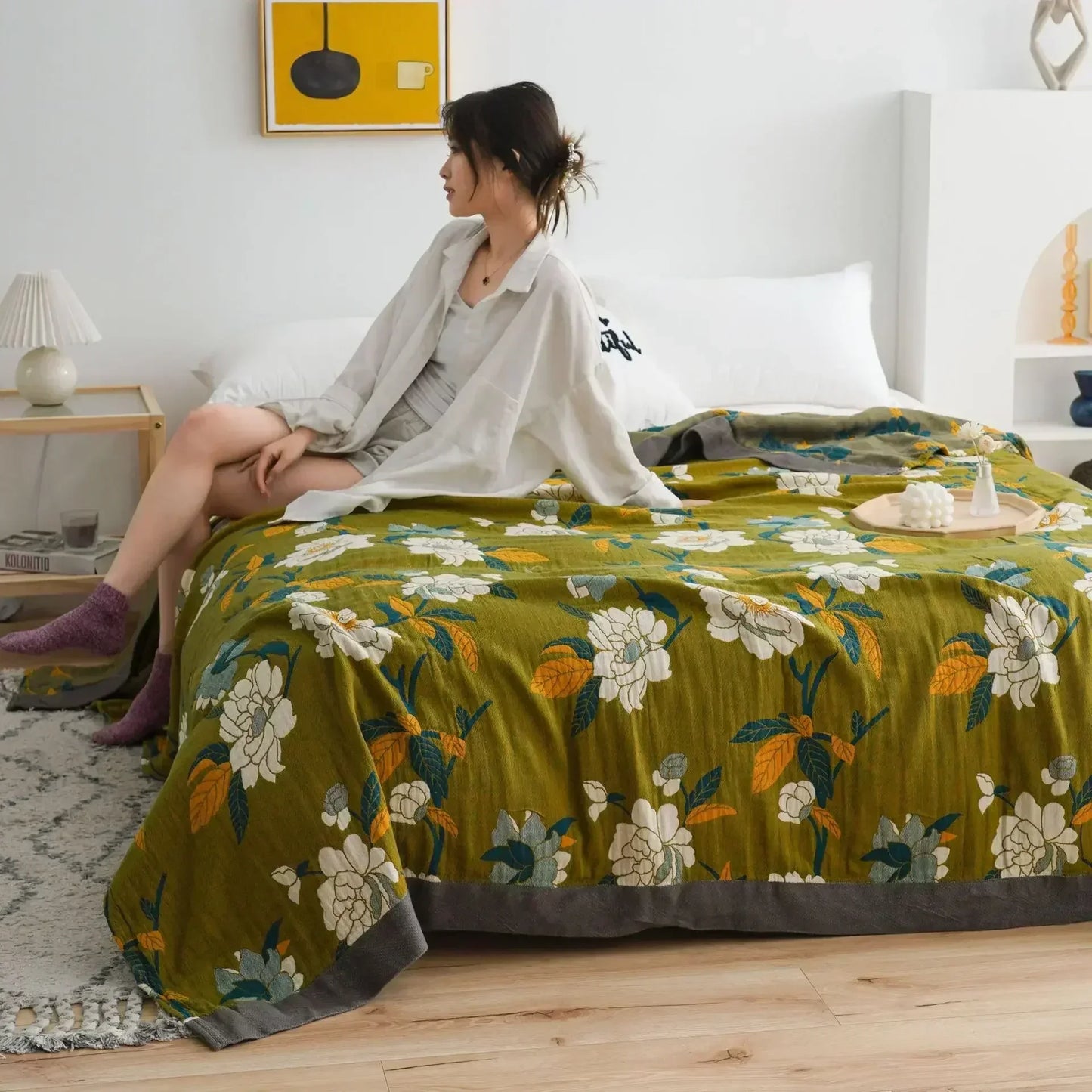 Boho Cotton Throw Blanket – Soft Nordic Bed & Sofa Blanket