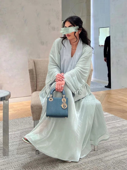 Women’s Long Sleeve Silky Abaya – Elegant Maxi Kaftan