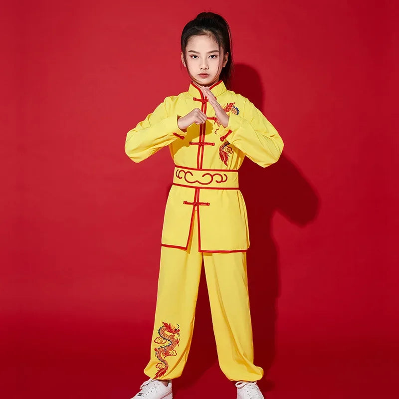 Kung Fu Martial Arts Costumes 2 Piece Set Perform Boy Tai Chi Uniform Children's Sets Outfit Kids Clothes Girls Wushu Baby Suit