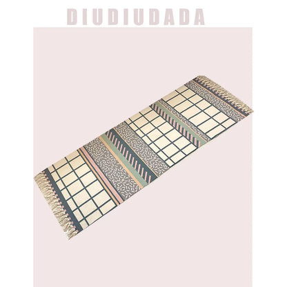 Geometric Woven Cotton Rug – Anti-Slip Hand Washable