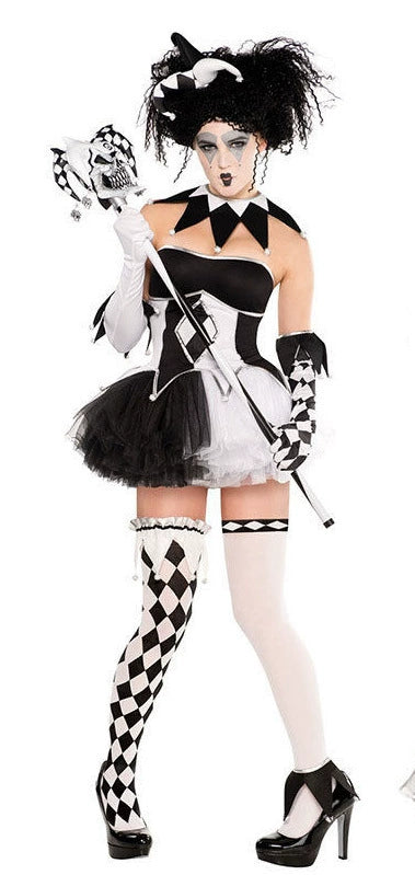 Halloween Men's Black and White Clown Costume Playing Cards Cosplay Clothes Stage Performance Costume Circus Couple Clothes
